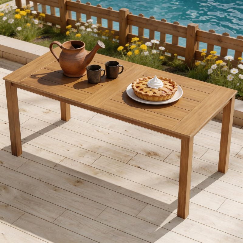 Table de salle à manger d'extérieur en plastique pour l'extérieur, Brun