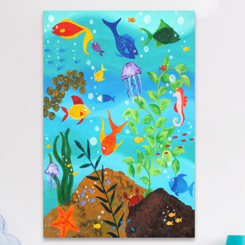 Happy Fish III Print on Wrapped Canvas, 30" H x 20" W