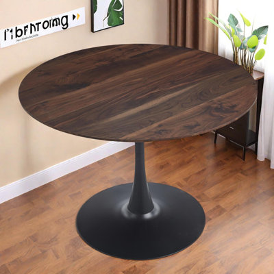 42.1" Round Mid-Century Modern Dining Table with MDF Top for 4-6 People
