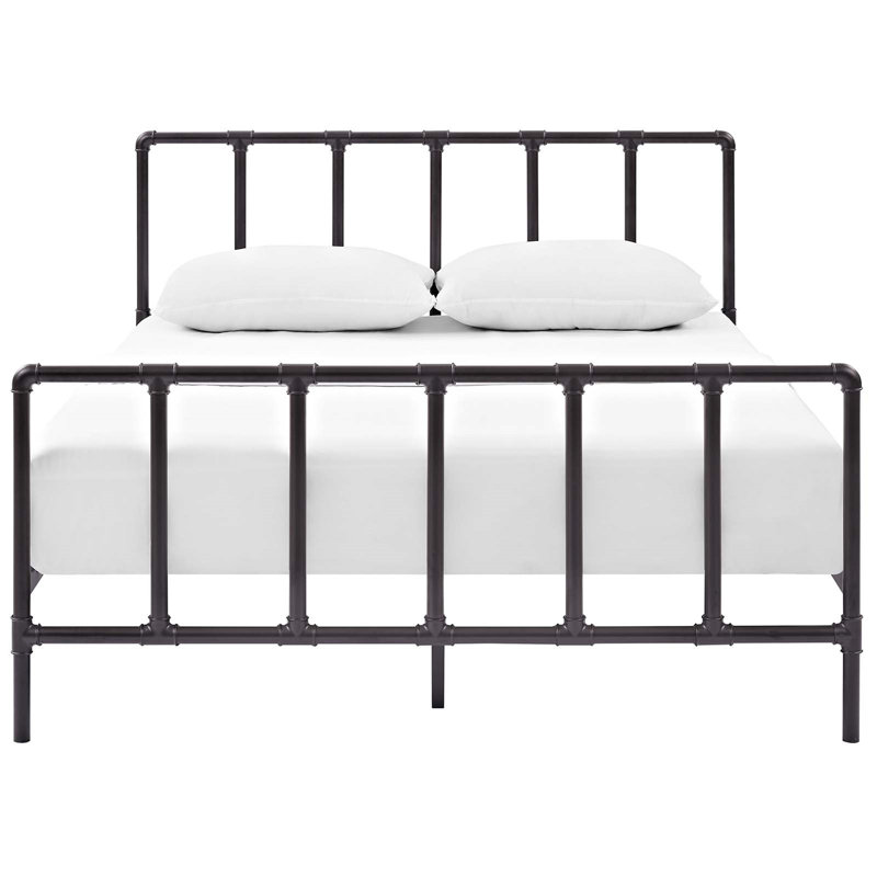 Dower Stainless Steel Bed, Brown, Queen