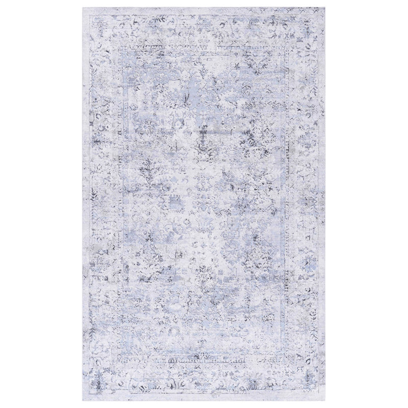 Foldable Area Rug 5X8 For Living Room, Bedroom, Dining Room - Washable, Non-Slip, Non-Shedding, Soft, , & Pet  Blue+Cream Rugs Home Foldable, Hallway