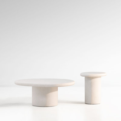 Raul Concrete Terrazzo Coffee Table, White