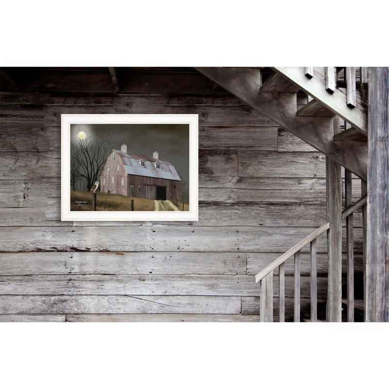 «Midnight Moon» par Billy Jacobs, reproduction encadrée prête à accrocher, cadre blanc, Blanc