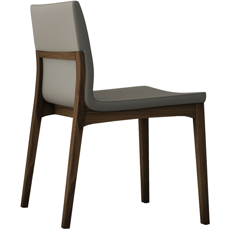 Enna Leather Dining Chair, Dove Gray Eco Leather / Walnut
