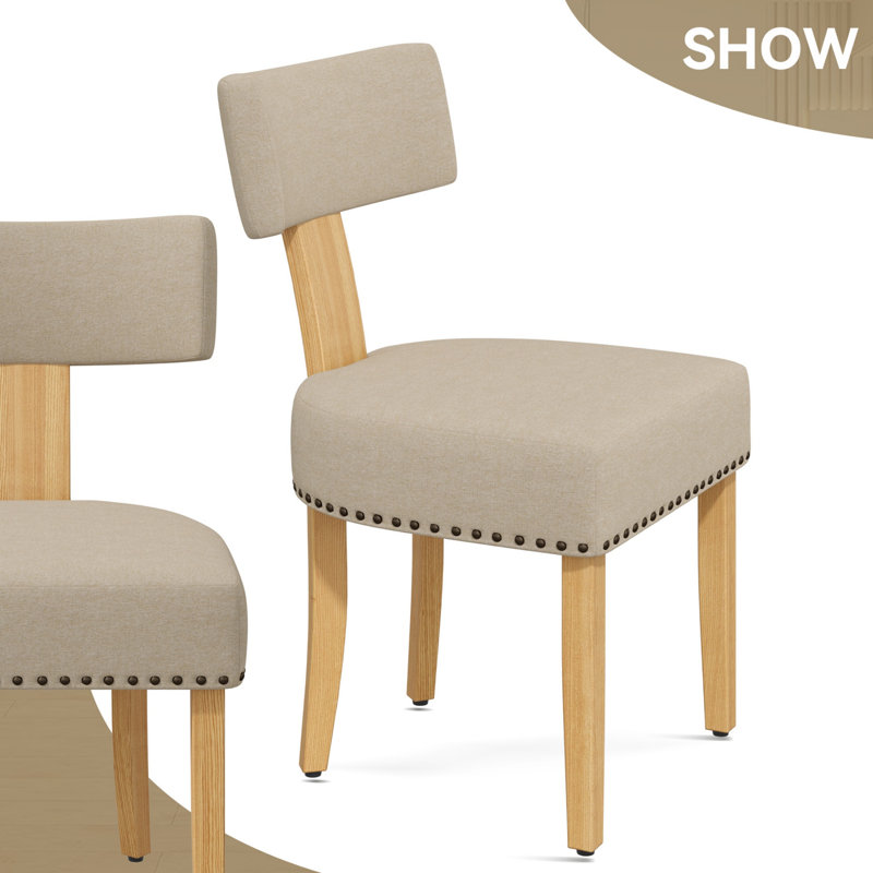 Ensemble de 2 chaises de salle à manger rembourrées Alimia, Beige, Beige