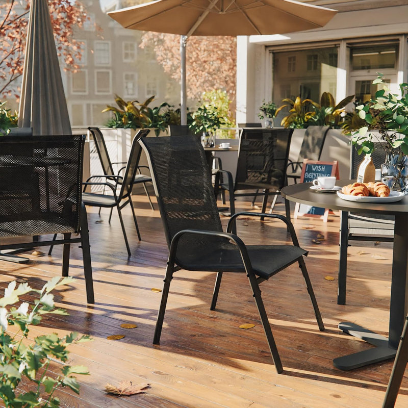 Stackable Outdoor Patio Dining Armchair, 8, Black