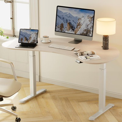 Rachedi 70'' W Cashew Shape Height Adjustable Standing Desk -  The Twillery Co.Â®, EED65A5EBA834340B3F7FED6BF692673