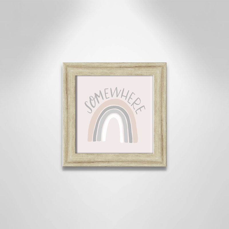 Décoration murale pour enfants quelque part, H 10 po x l 10 po x P 0,63 po, Beige Flat Framed