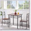 3-Piece Retro Brown Kitchen Dining Set with Sturdy Steel Frame for Compact Spaces