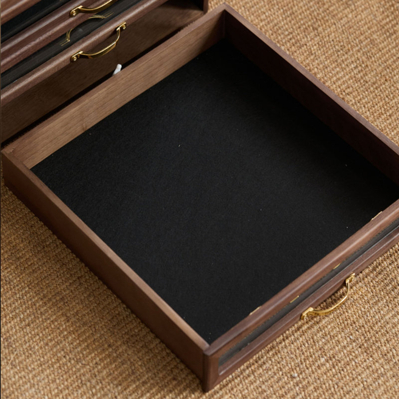 Nut-brown Rectangular Solid Wood Jewelry Armoires