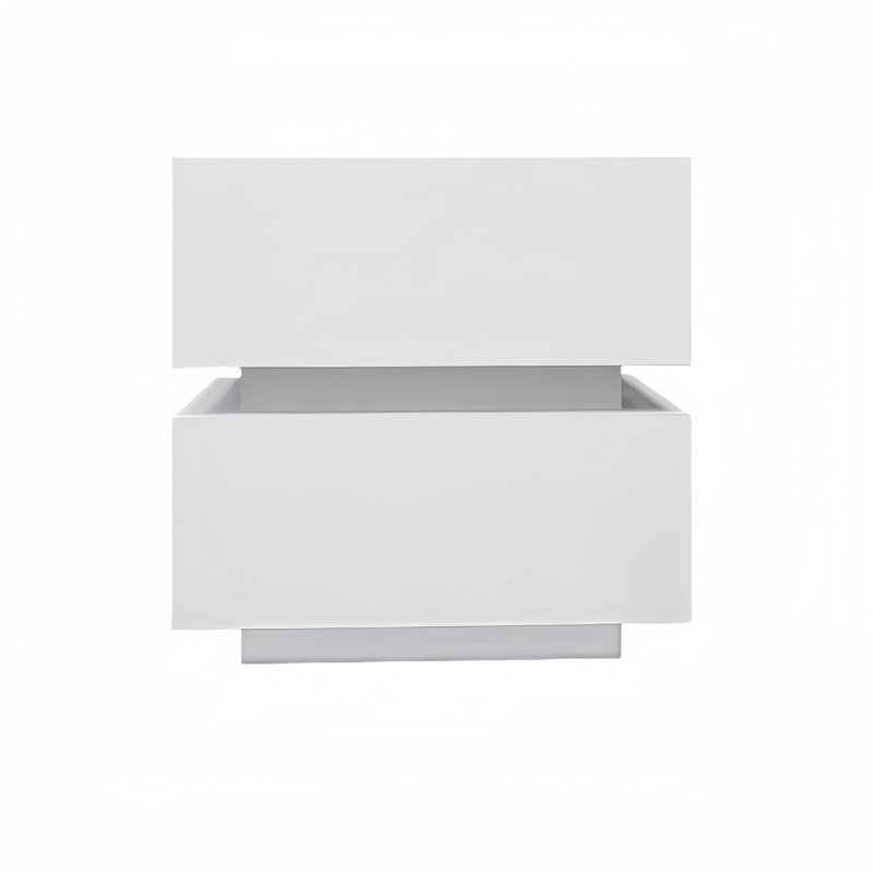Color High Glossy 2 Drawers Bedside Table With RGB Led Nightstand With Bluetooth Control