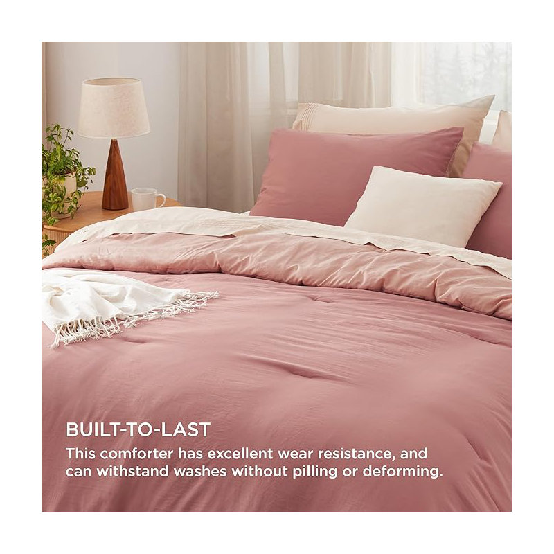 Bedsure King Comforter Set, Pink Clay/Pink Soft Prewashed Bedding For All Seasons, 3 Pieces Gentlesoft Bed Set, 1 Lightweight Comforter And 2 Pillowcases