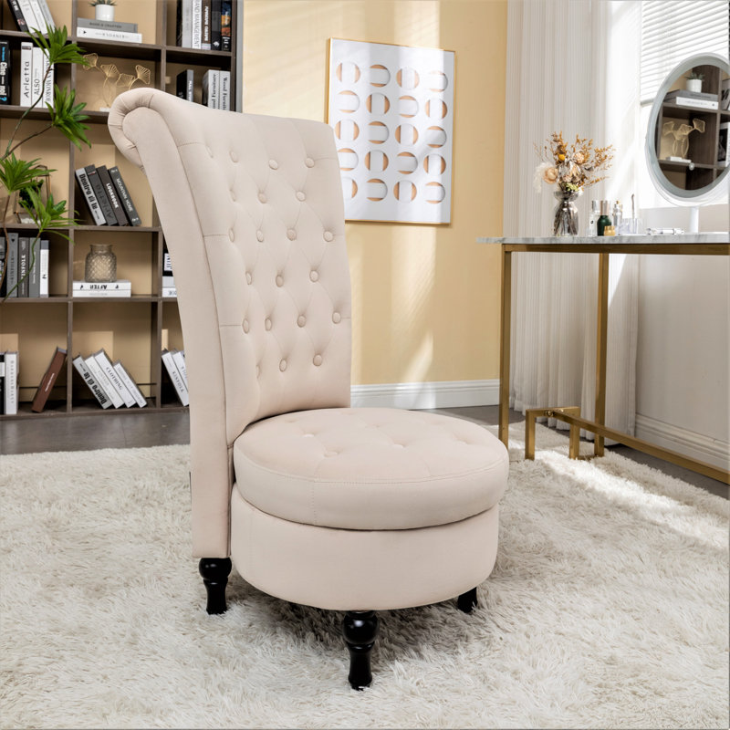 Fulviah Velvet Slipper Chair, Ivory Velvet