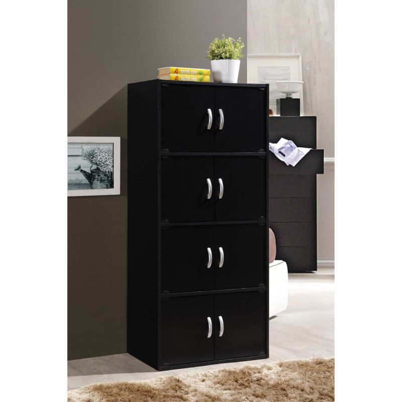 Bibliothèque à 4 tablettes et 8 portes Latitude Run®, Noir