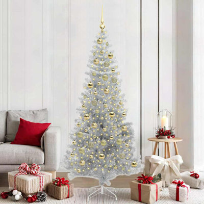 vidaXL Christmas Tree with 300 LEDs with Stand Silver PET