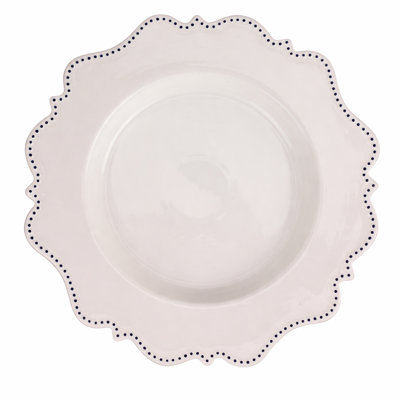 Ivory with Navy Beaded Scalloped Charger