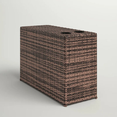Carter Patio Resin Wicker Side Table with Cup Holders