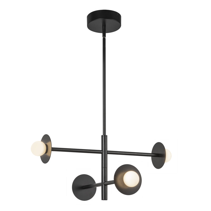 Elixir 4 - Light LED Chandelier, White/Glossy Black, Black