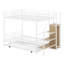 Lit superposé simple au-dessus d'un lit double en métal avec échelle de rangement et armoire latérale-104650535