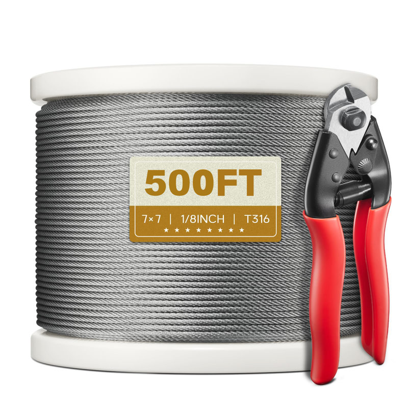 Câble en acier inoxydable avec coupe, 500 pi
