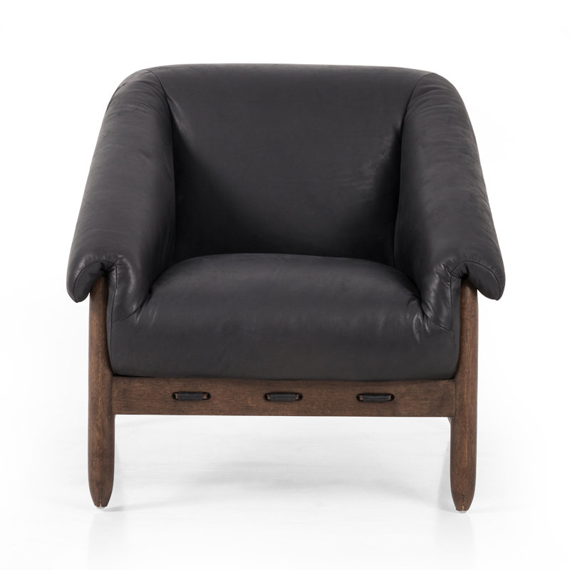 Reggie Armchair, Heirloom Black Genuine Leather