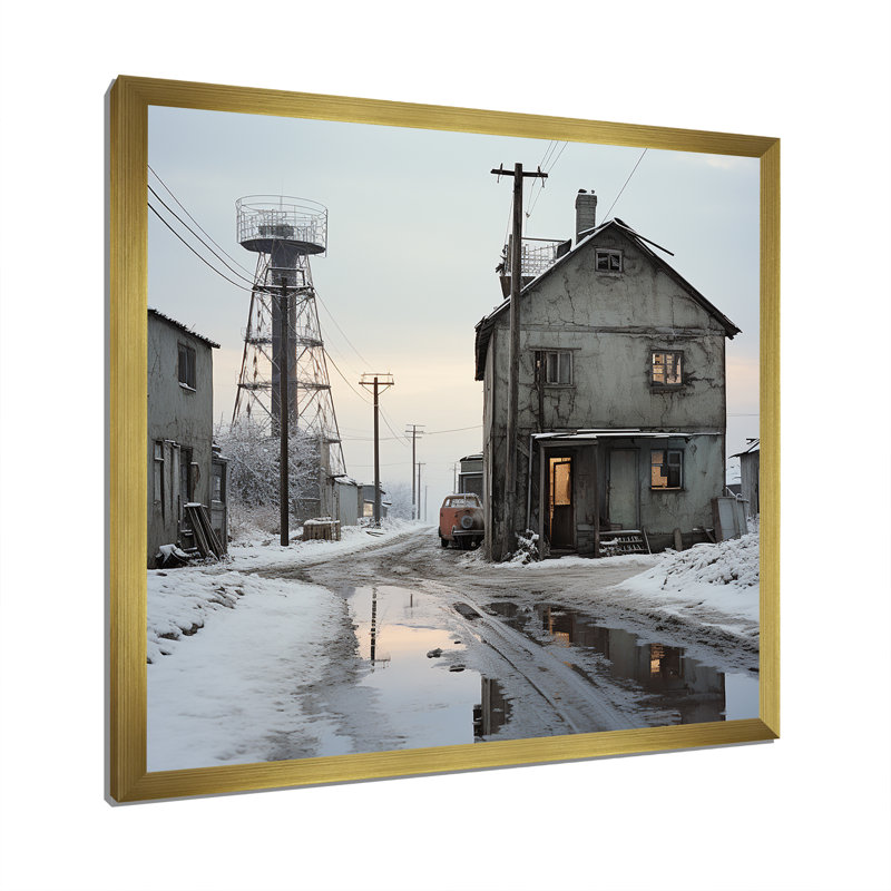 Warehouse Winter Scenery sur toile, H 24 po x l 24 po x P 1 po, Cadre doré simple