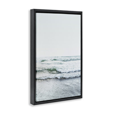 Ocean Wave Cascade Monochrome Floating Frame, design by Sisi and Seb