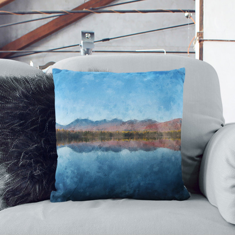 Lake Jerico in New Hampshire Painting Scatter Cushion with Filling, White, 55cm H x 55cm W x 20cm D