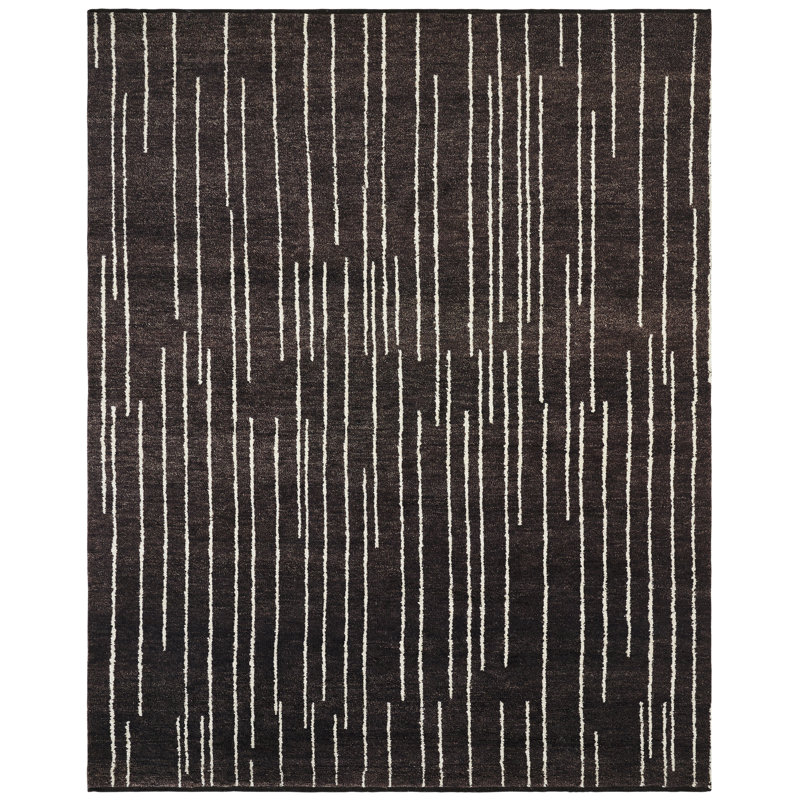Urban Ridge Wool Hand Knotted Area Rug in Espresso Lines, Rectangle 9' x 12'