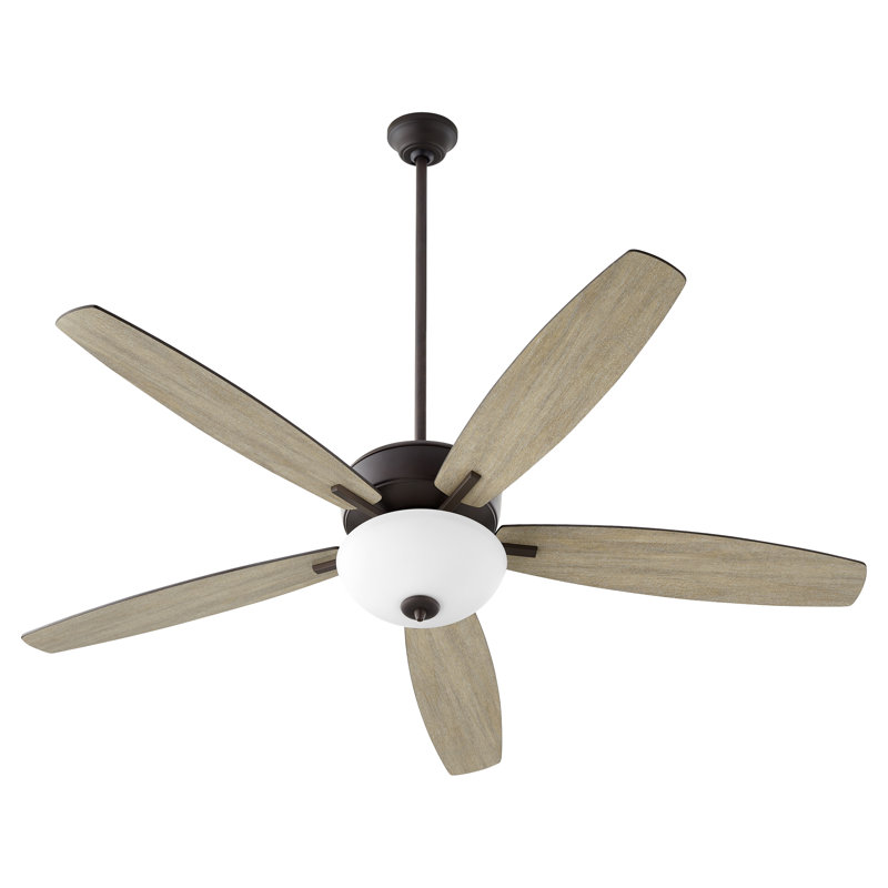 Aramayis 60'' Ceiling Fan with Light Kit, Oiled Bronze with Weathered Oak Blades