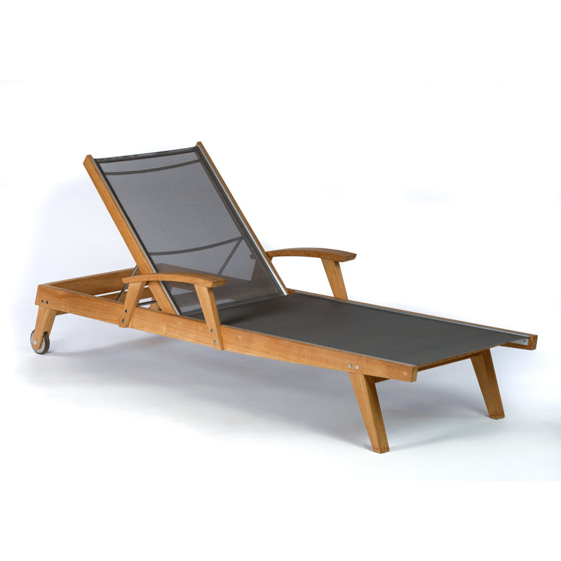 Chaise longue inclinable en teck Barbados, gris