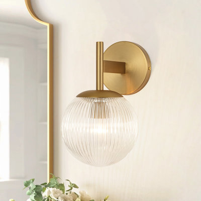 Contemporary Glam 3-Light Dew Fluted Glass Linear Armed Vanity Light