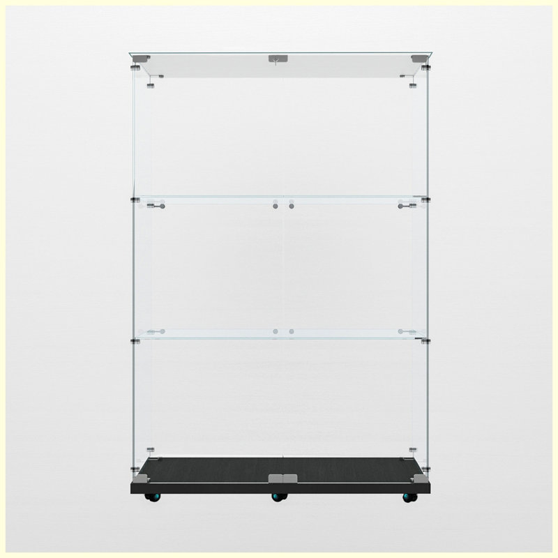 Vitrine moderne en verre trempé avec bande lumineuse à DEL Bluetooth, Noir