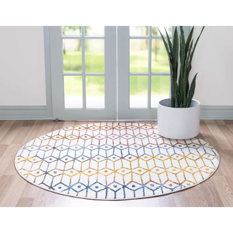 Clidy Abstract Indoor Rug, Round 8'