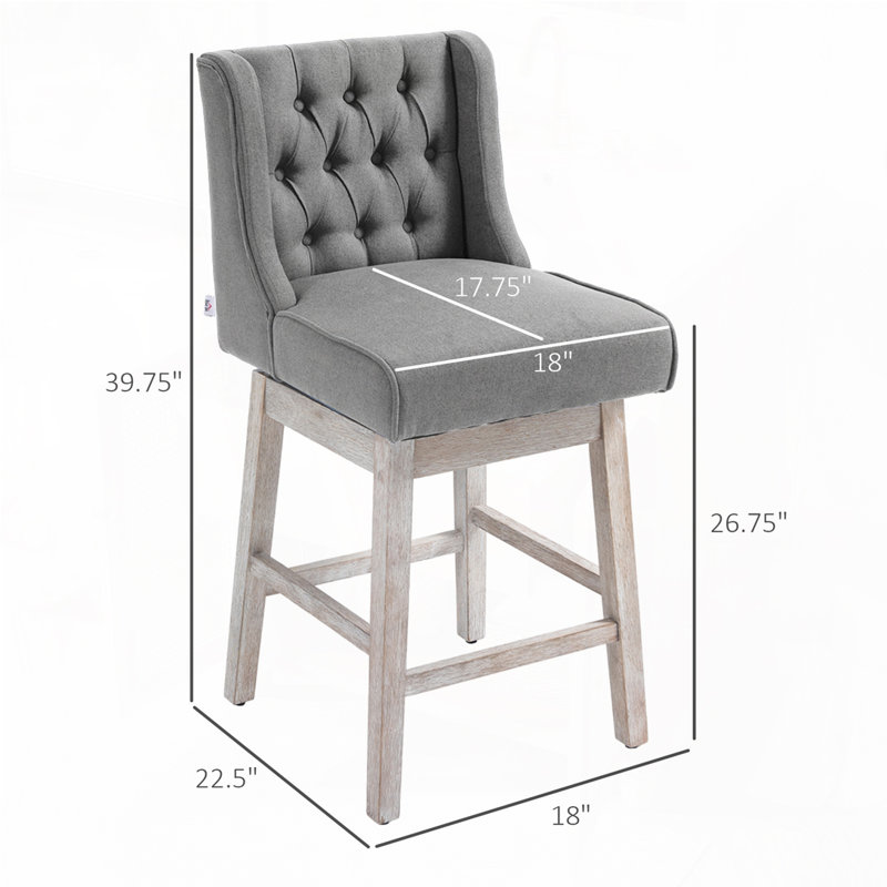 Tabourets pivotants à 180 degrés, chaises de bar d'une hauteur de siège de 30 po avec repose-pieds en bois massif et capitonnage à boutons