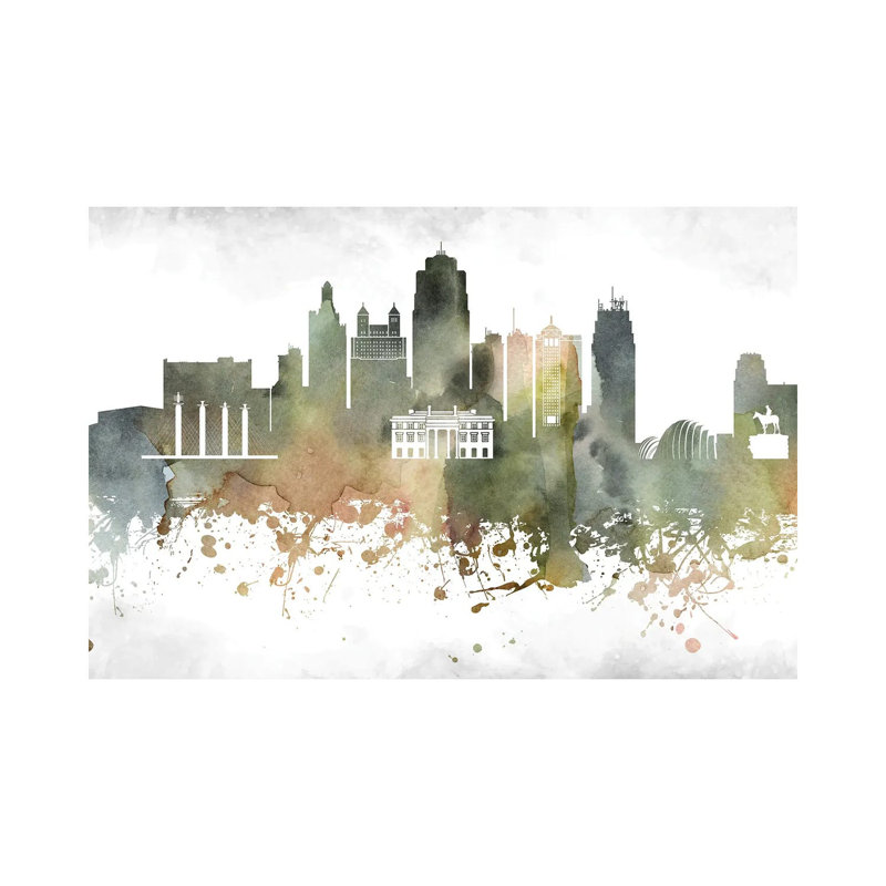 Kansas City Skyline by WallDecorAddict - Wrapped Canvas Painting, 66.04cm H x 101.6cm W x 1.905cm D