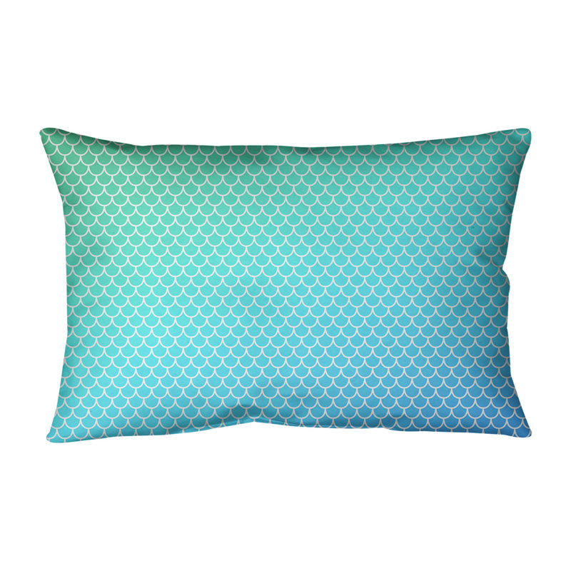 Coussin Mermaid Scales, Bourre en polyester, Bleu / vert, H 21,5 po x l 31 po