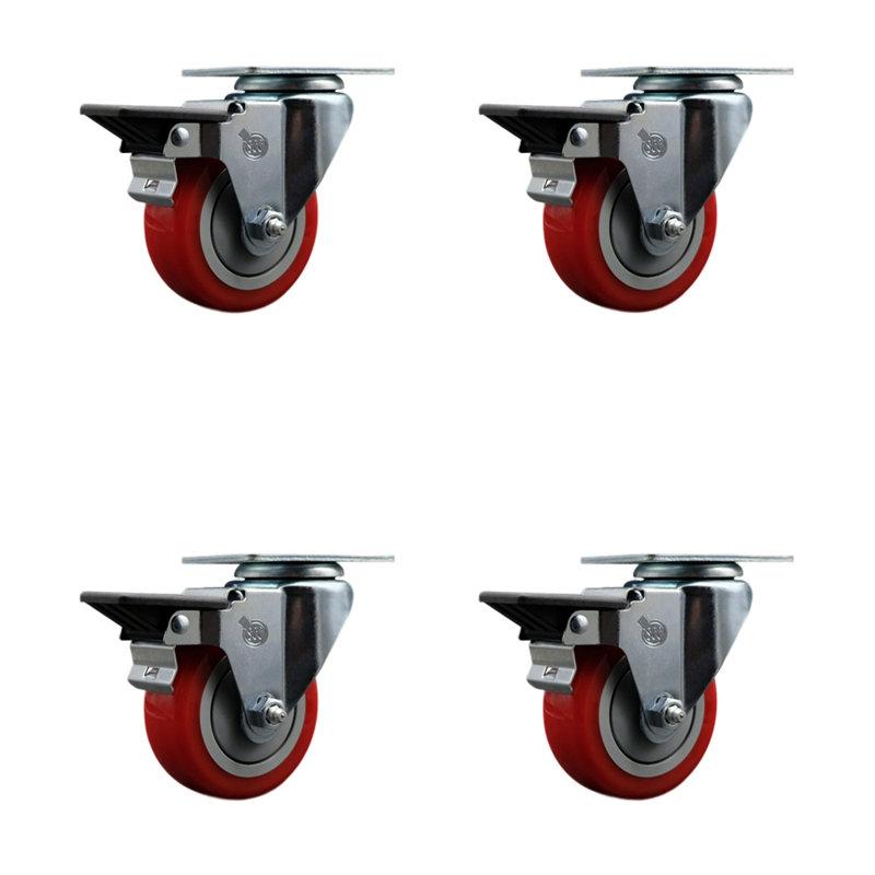 Roulettes en polyuréthane, Rouge