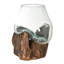 Petit bol en verre sur bois