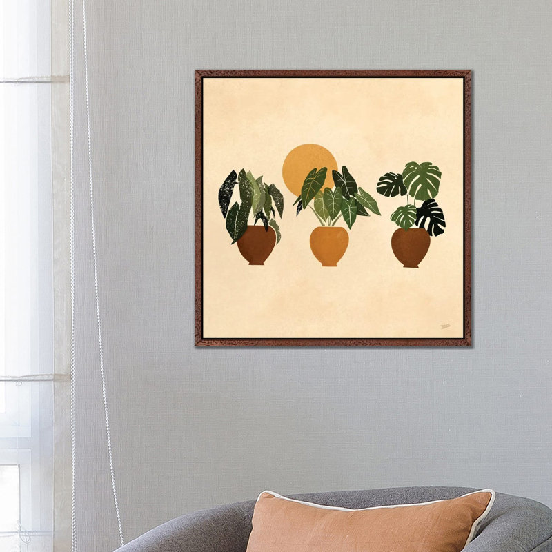 Houseplants I by Bria Nicole - Print on Canvas, Classic Brown Wood Framed Canvas, 66.04 cm H x 66.04 cm W