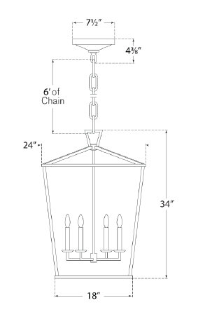 Chapman & Myers Darlana Large Lantern, Golden Iron, 34" H x 24" W x 24" D