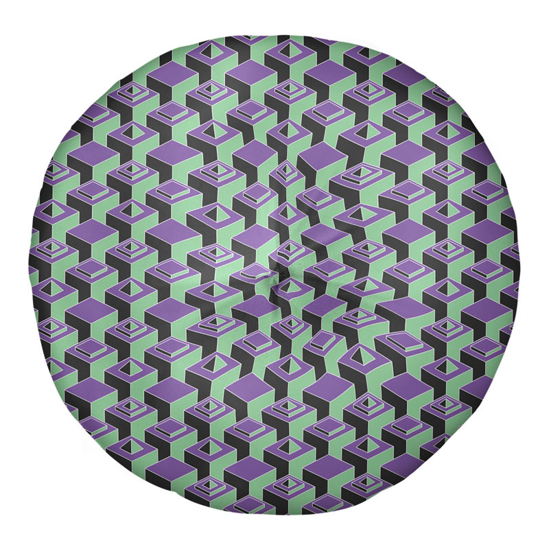Coussin de sol à motif de gratte-ciels classiques, 30 po x 30 po, Mauve/vert