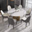 Ensemble de salle à manger moderne 7 pièces en pierre frittée avec base piédestal-3476772-3476775