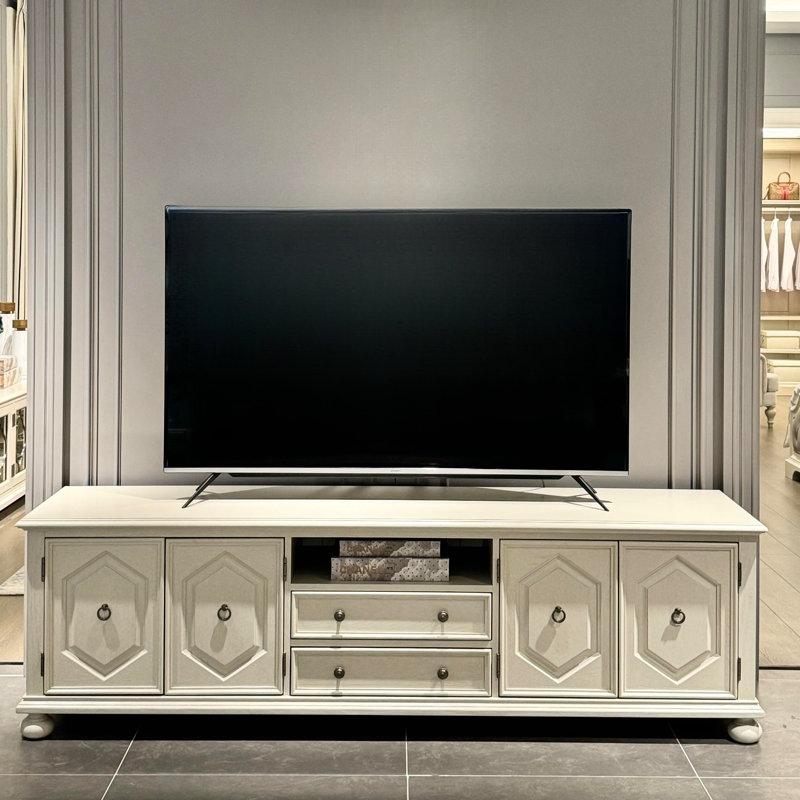 Meuble télé rétro blanc ivoire