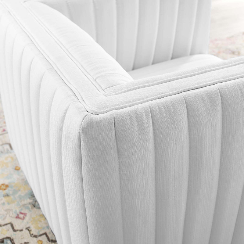 Fauteuil pivotant en velours Conjure, 100 % polyester blanc