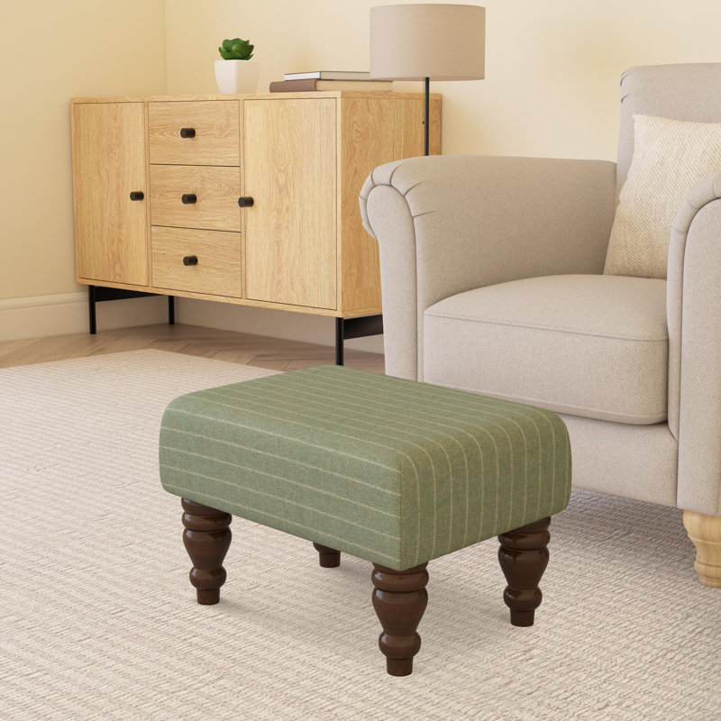 Autryville Wood Turned Leg - Pinstripe Wool, Mahogany, Seaglass Green