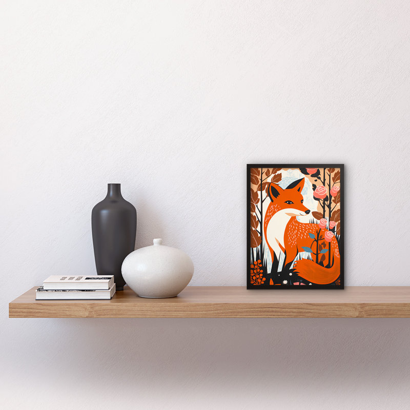 Adalise The Fox And Rose Bush Pastel Autumn Forest Landscape - Single Picture Frame Print