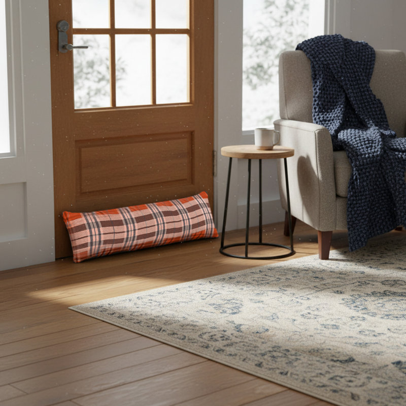 Classic Check Draught Excluder, Orange