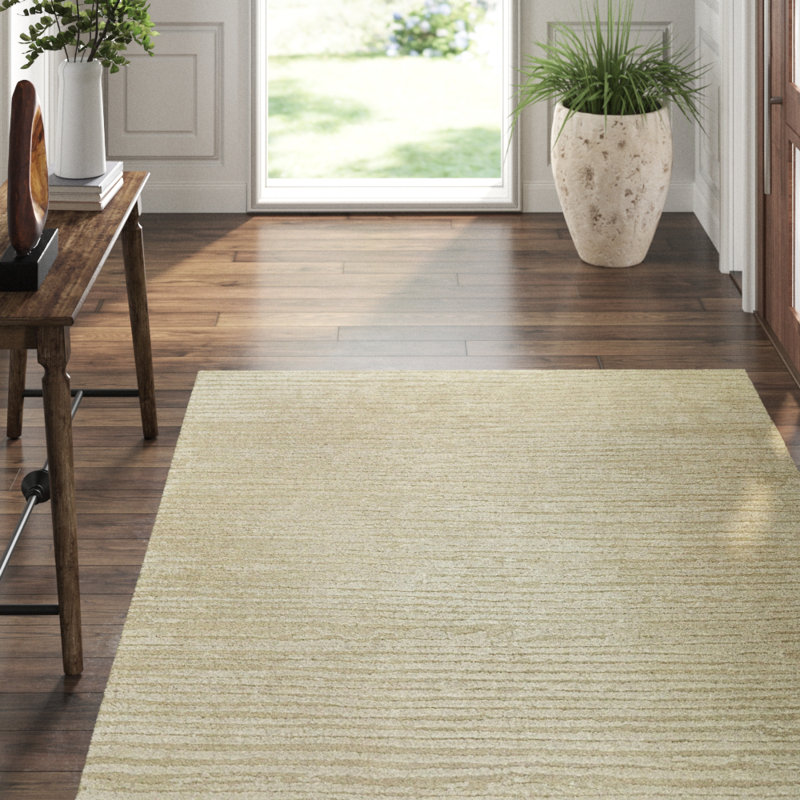 Shearling Striped Area Rug in Beige/Neutral, Rectangle 3' x 5'