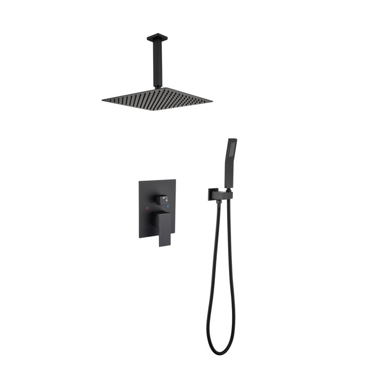 Ensemble de système de douche de plafond avec douche à main et pomme de douche 16 po